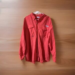 Columbia PFG Bahama Long Sleeve Nylon Fishing Shirt Mens XXL 2 TG HOT CORAL